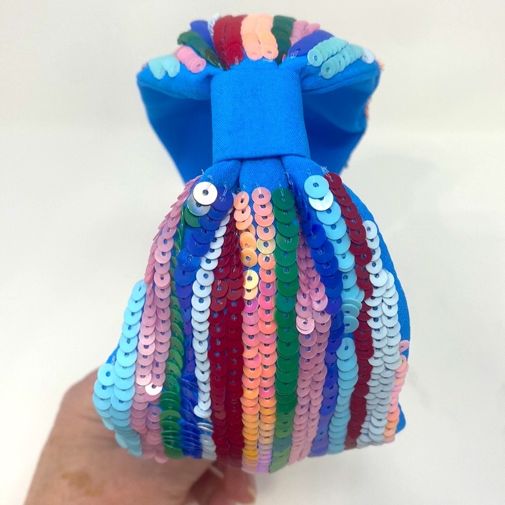 Women’s Turquoise Knot Headband Lamins Beaded Rainbow Colors Sequins NEW